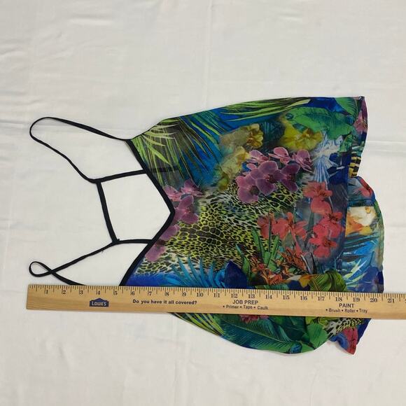 Vintage Tank Top Cami Timing Made in USA XS Floral Animal Print Sheer Coquette - Picture 7 of 9